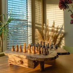 Schaakset Olijfolie & Honing Met Laden - Schaakspel - Schaakstukken - Schaakbord - Schaken - Bordspel - Handgemaakt - Hout - Zwart - Volwassenen & Kinderen - 35 X 35 X 8,5 Cm -Bordspellen Verkoopwinkel 550x823 6